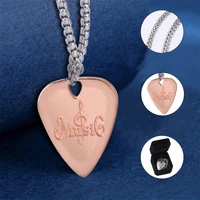 personalised plectrum necklace acoustic electric guitar metal pick with gift box 3026mm metal texture beautiful atmosphere