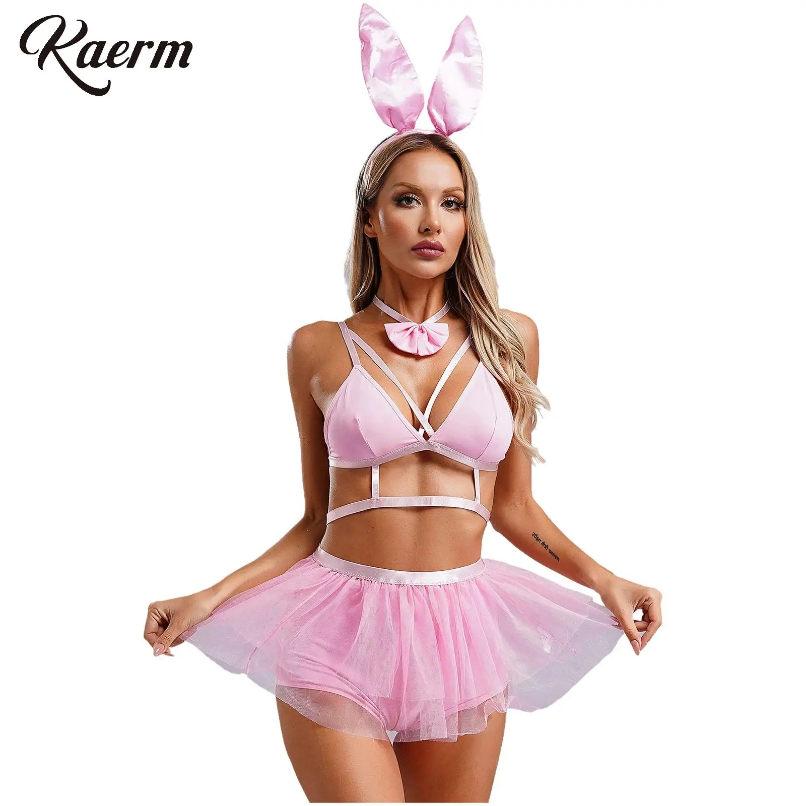Женский комплект эротического нижнего белья с сексуальным кроликом головной