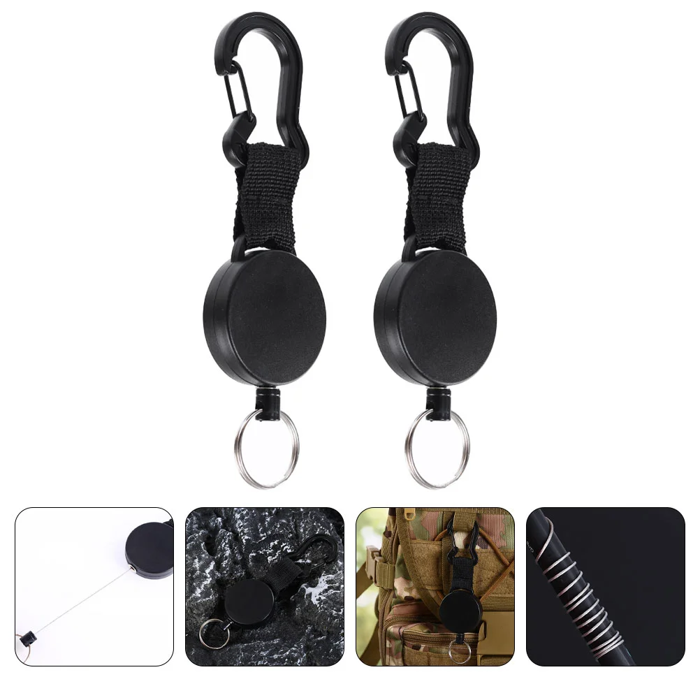 

Anti-lost Key Holder Easy-to-pull Keychain Carabiner Ring Retractable Heavy Duty