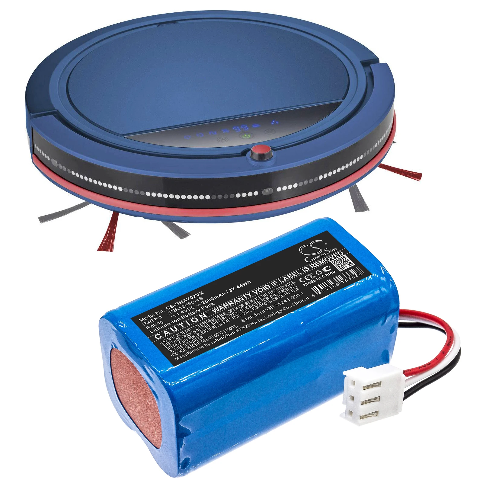 Сменная батарея CS для Severin Chill, Ikohs RB7020, RB7021, RB7022, RB7025, RB-7028, RB7028, PN: INR18650-4S, 2600 мАч  37,44 Вт·ч (art.: 3920dc5edc6d5) - 3920dc5edc6d5