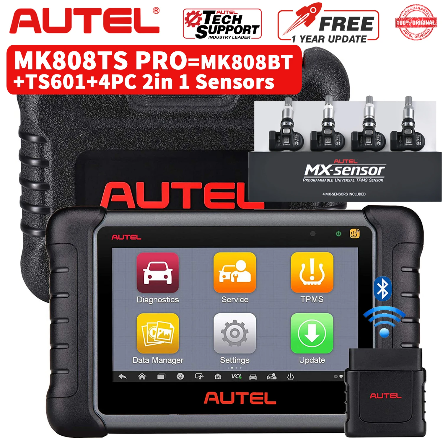 Autel MaxiCOM MK808TS PRO OBD2 автомобильный диагностический инструмент сканер с 4 шт. MX-Sensor TPMS