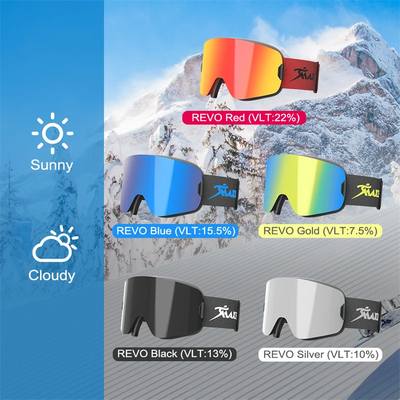 Ski Goggles Magnetic Set Wide Vision Snowboard Goggles for Men Women Skiing Eyewear Anti-fog UV400 Protection OTG Snow Glasses images - 6