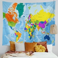 world map tapestry high definition map fabric wall hanging watercolor map table cover yoga beach towel bedroom home decoration