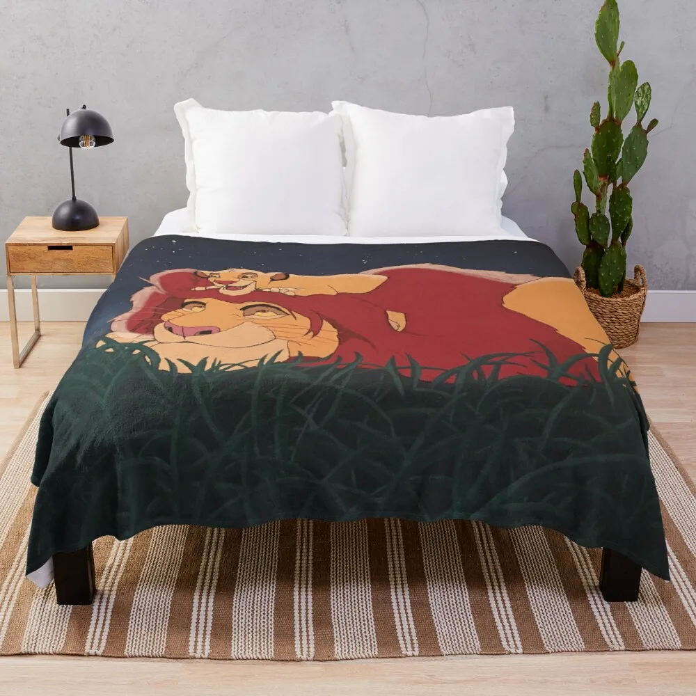 

The Lion King: Mufasa and Simba набивное одеяло, дизайнерское одеяло s, шерстяное одеяло