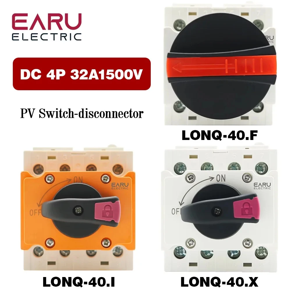 

LONQ-40 Solar DC 4P 32A 1500V фотоэлектрический переключатель-разъединитель с вращающейся ручкой-изолятор поворотный переключатель для солнечной распределительной коробки Din-рейка