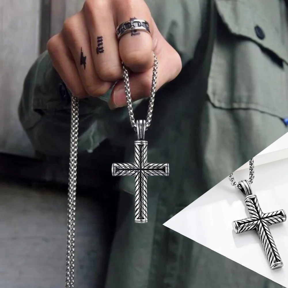 

Men's Cross Jewelry Cross Pendant Personality Necklace Stainless Steel Cross Pendant Birthday Party Anniversary Gift Jewelry