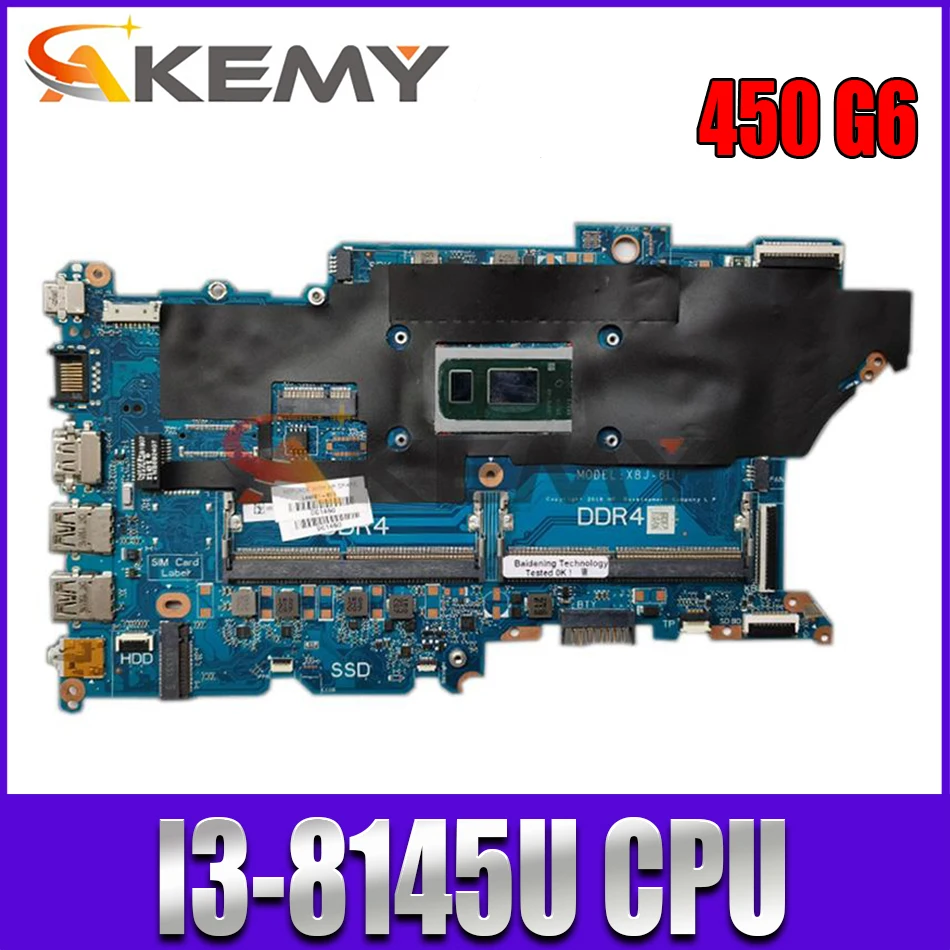 

Материнская плата для ноутбука HP 450 G6 DA0X8JMB8E0 / X8J L44881-601 L44881-001 I3-8145U CPU 100% протестирована Быстрая доставка