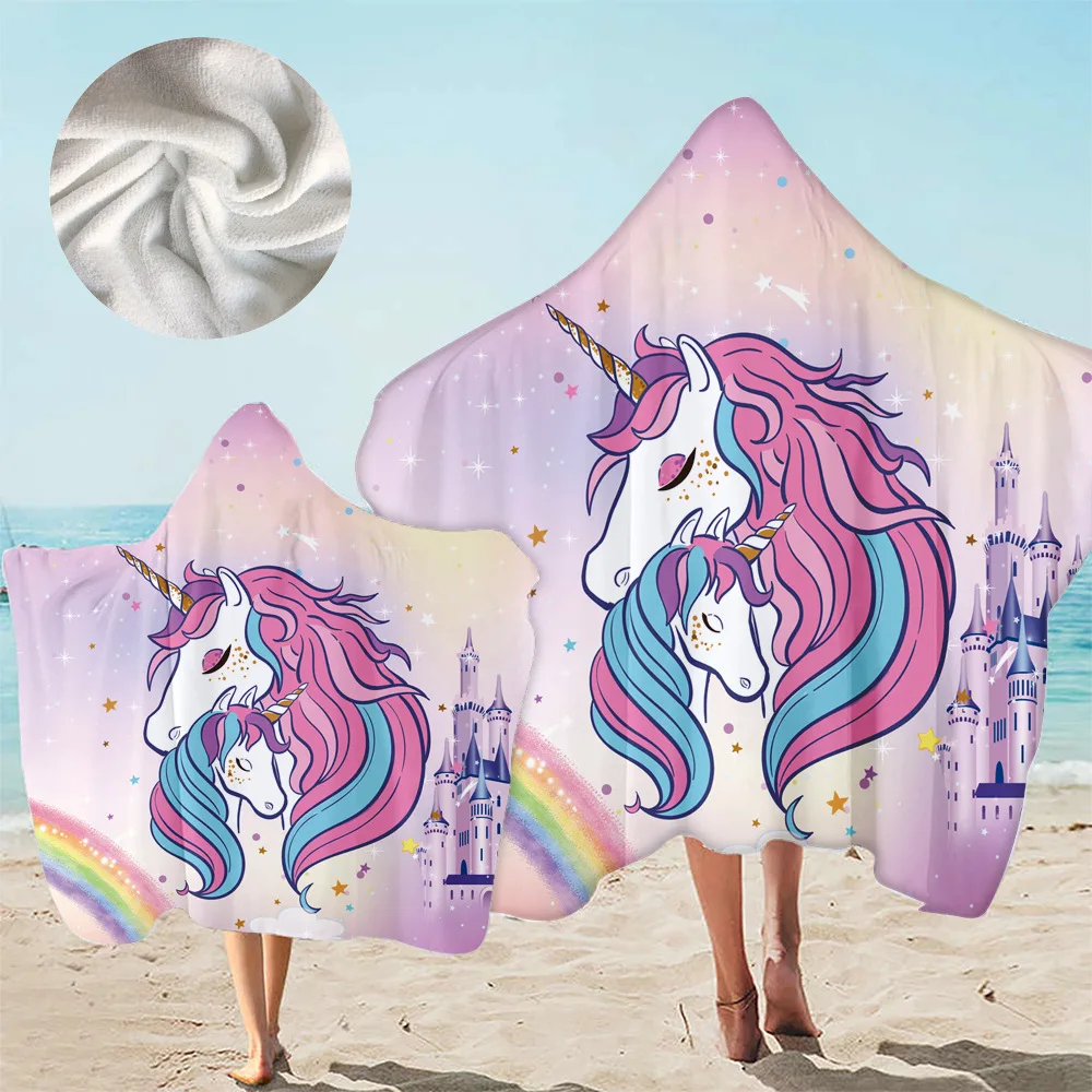

Hooded Towel Cute Uniconrns Microfiber Ocean Beach Pool Swimming Bath Wearable Unicorn Cape Towels Kids Children Girls