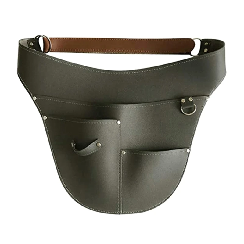 

594C Mulitfunctional Imitation Leather Garden Tools Belt Holster Adjustable Waist Pouch Waterproof Gardening Work Apron Bag