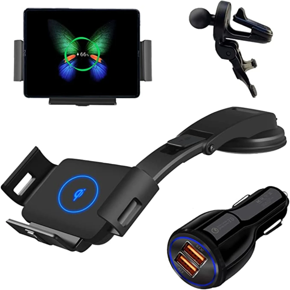 Car Wireless Charger 15W Auto Clamping Phone Mount Holder for XiaoMi Samsung Galaxy Fold Z Fold 3 2 iPhone13 serie Huawei Mate X