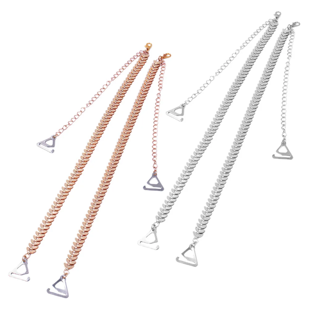 

2 Pairs Strap Replacement Straps Dress Invisible Decorative Metal Chain Accessories Miss Strapless