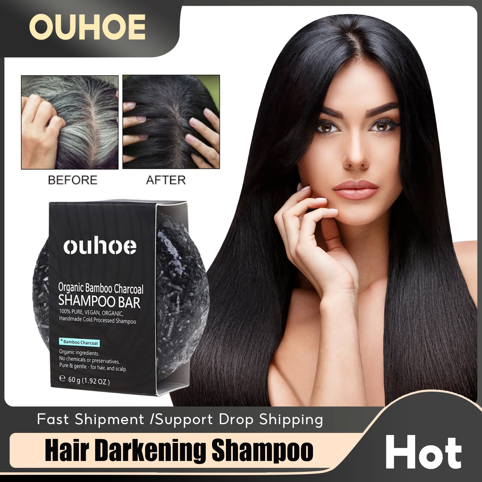 

Hair Darkening Shampoo Soap Effective Repair Gray White Hair Color Prevent Thinning Anti Dandruff Improve Dry Nourish Root Hair