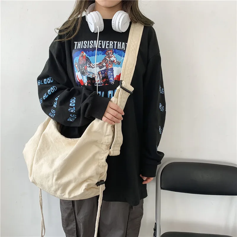 

Large Capacity Canvas Bag 98% Cotton Crossbody Bag Shoulder Bags Wear Resistant Sling Bag Message Bags Drawstring Bag