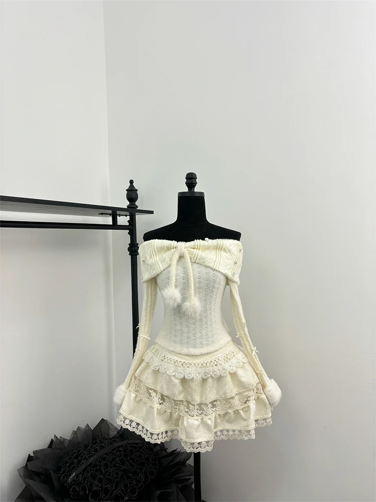 Зимняя женская одежда Cutecore Y2k 2000-х годов Shoujo Girl комплект из 2 предметов топы с