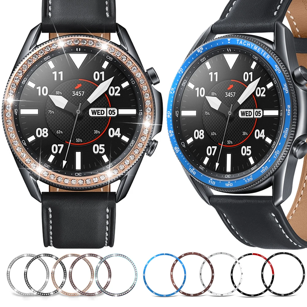 Metal Bezel For Samsung Galaxy Watch 3 41mm 45mm Protector Cover Ring Bumper Adhesive Accessories Galaxy Watch3 41 45 mm Case