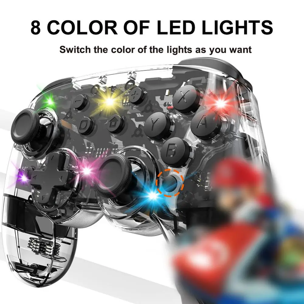 

Прозрачный беспроводной контроллер с программированием для переключателя Регулируемая эргономичная игровая консоль с гироскопом движени...