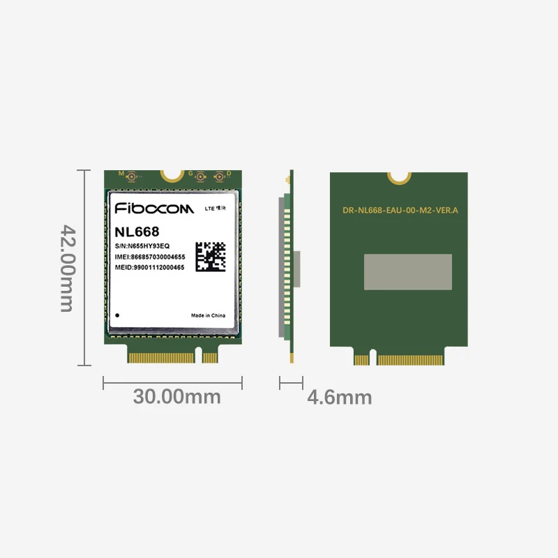 Модуль Fibocom Φ LTE Cat4 M.2 для Европы Австралии диапазона B1 B3 B5 B7 B8 B20 B28 B38 B40 B41 850/900 МГц