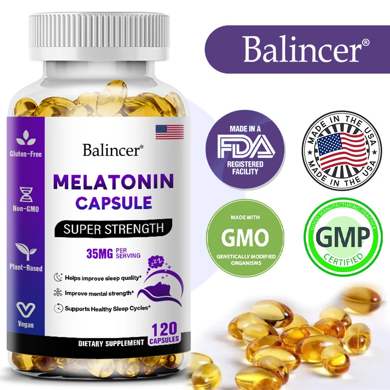 

Melatonin Dietary Supplement - Helps Improve Nighttime Sleep Quality and Improve Insomnia, Relieve Stress and Anxiety.