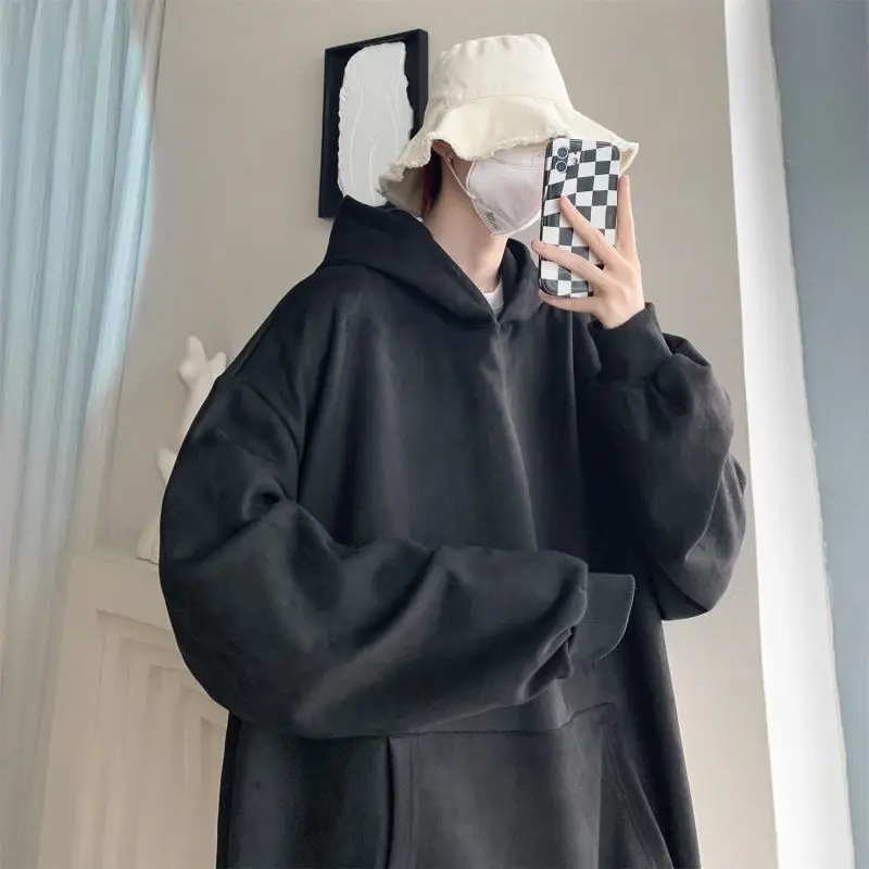 

Women Suede Hoody Unisex 2023 Loose Harajuku Hooded Sweatshirts Streetwear Luxury Brand Harajuku Female Y2K Hip Hop Pullovers