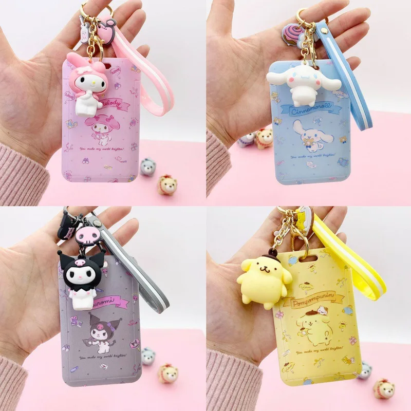 

Sanrio Cute Mymelody Kuromi Cinnamoroll Bus Card Student Meal Card Access Card Set Tesla Key Chain All-In-One Protective Case