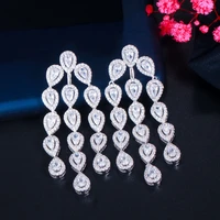 long dangle drop tassel chandelier earrings for women brides wedding pageant jewelry