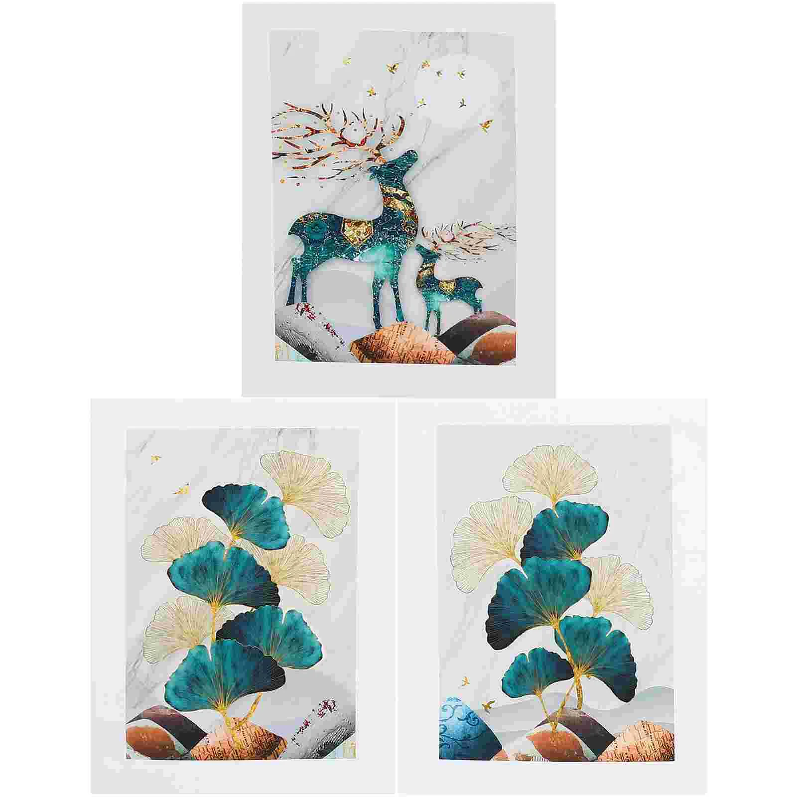 

Wall Decor Painting Canvas Prints Living Room Deer Picture Vintage Bedroom Decorative Artwork Ginkgo Leaf Oil Elk Aesthetic