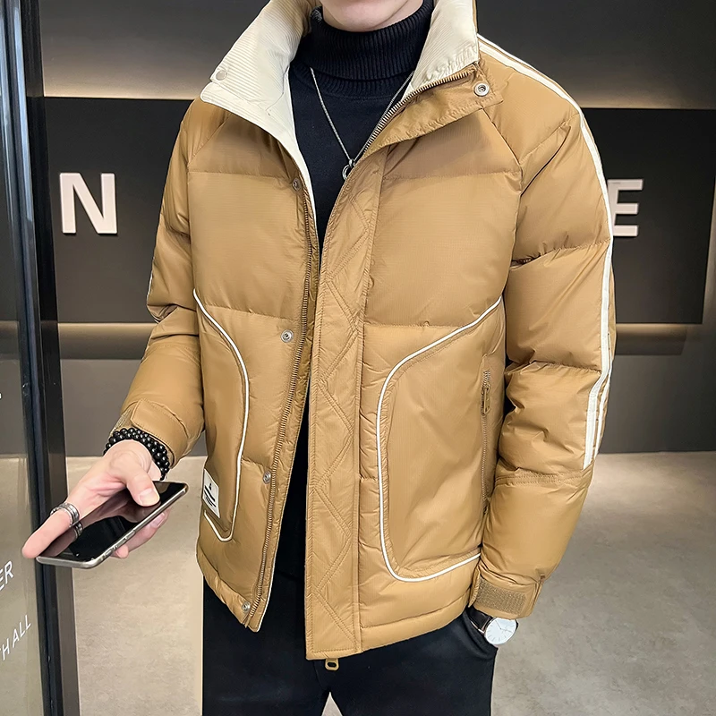 Top Grade Men Wintr Keep Warm Down Jacket 2022 New Men Fashion Stand Collar Korean Harajuku  Thick （Winter) Short Coats