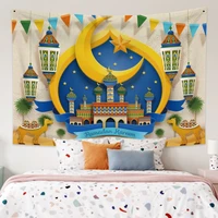 ramadan kareem eid mubarak islam tapestry moon lantern party room decor aesthetic hippie psychedelic boho wall hanging blanket