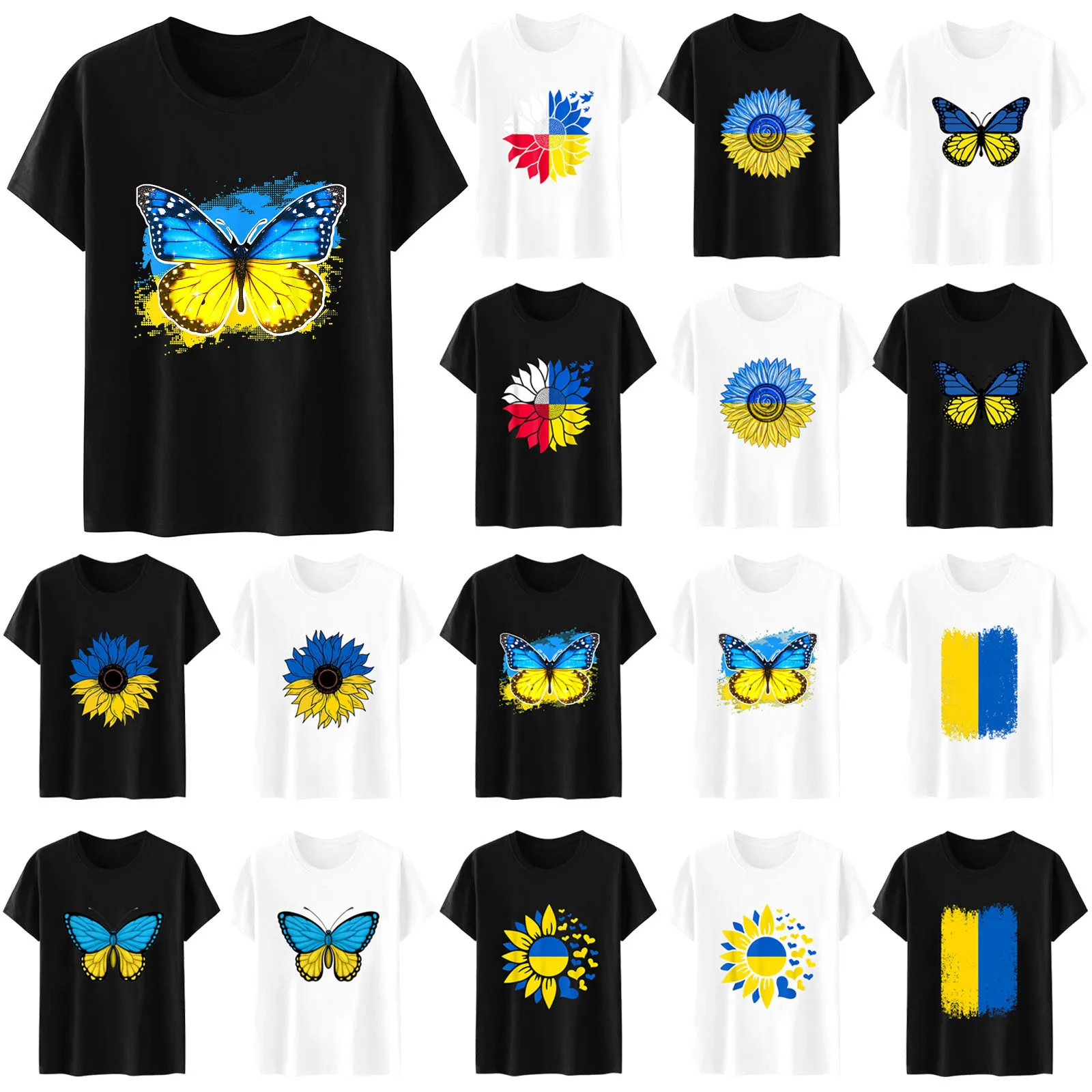 

Футболка Мужская/женская оверсайз с принтом, тенниска с коротким рукавом и украинским флагом, рубашка, топы, летняя одежда, 2022