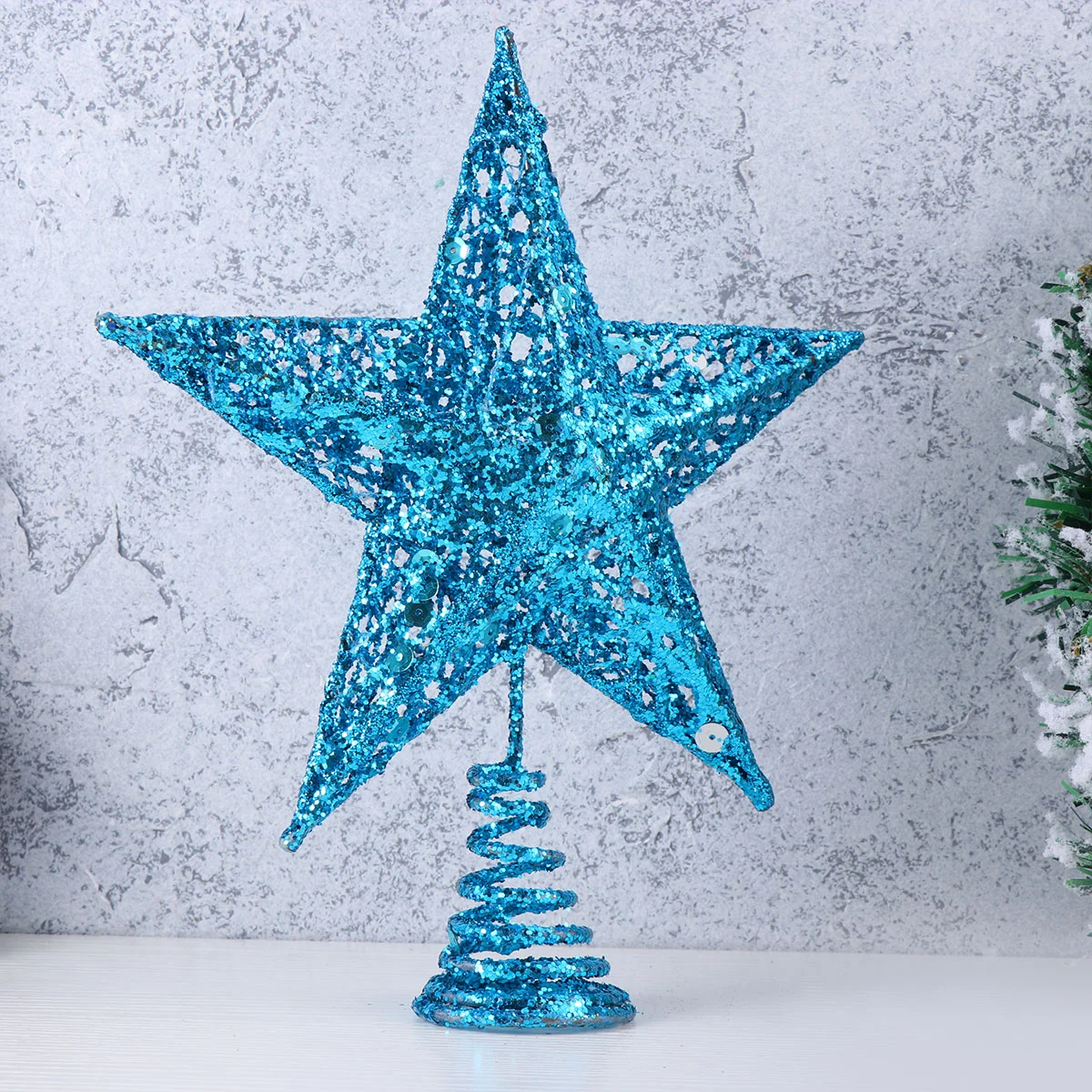 

Christmas Tree Topper Blue Glitter Star Sparkling Tree Star 25cm Shatterproof Xmas Treetop for Holiday Party Supplies Decoration