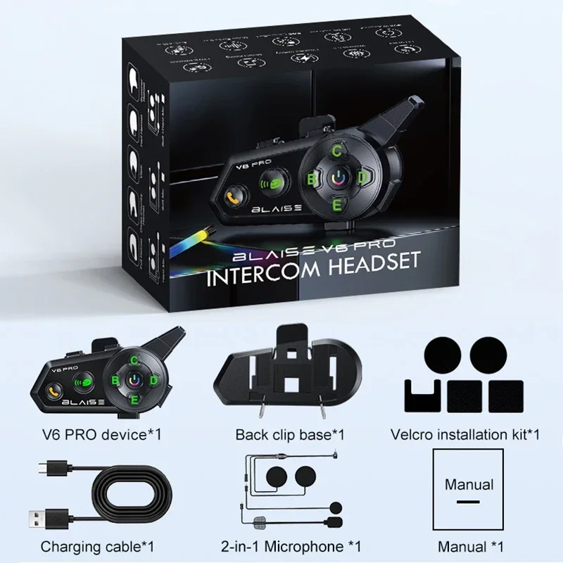Bluetooth-гарнитура для мотоциклетного шлема BLAISE V6 PRO гарнитура режима свободные руки