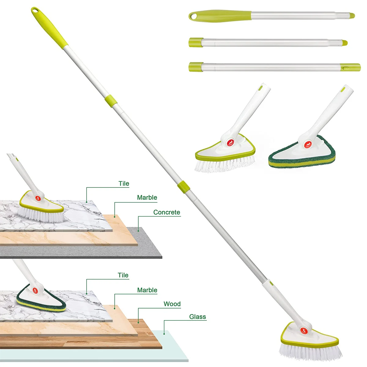 

Щетка для чистки душа с длинной ручкой, многоразовая щетка для чистки, раздвижная щетка для пола, треугольная щетка для ванны