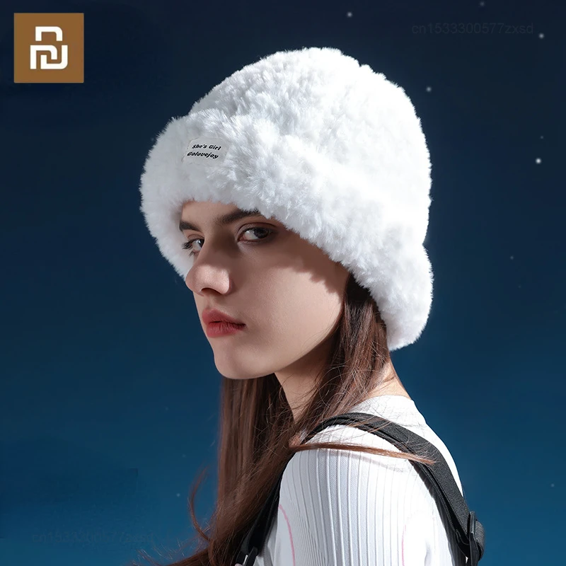 

Xiaomi 2023 Autumn Winter Rabbit Hair Winter Ski Hat Warm Casual Women Solid Skullies Fluffy Cashmere Wool Knitted Hats Outdoor