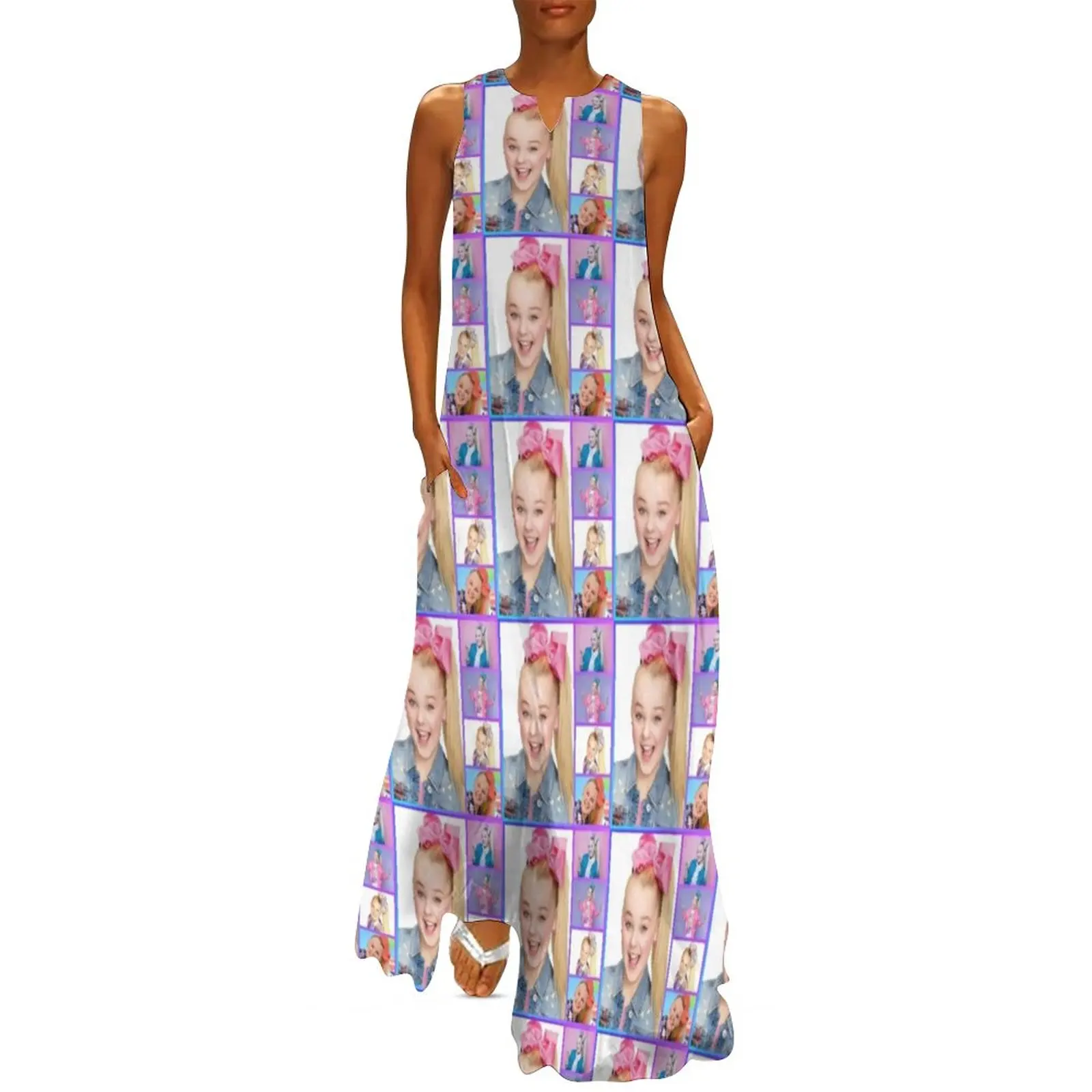 

Cute Jojo Siwa Dress Dance Moms Night Club Maxi Dress Aesthetic Casual Long Dresses Spring Sleeveless Print Clothing Large Size