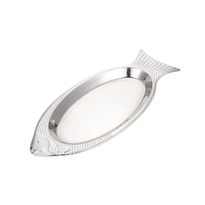 

Тарелка для рыбы из нержавеющей стали, декоративная тарелка для рыбы, жареная тарелка для рыбы, креативная тарелка в форме рыбы для отеля, ре...