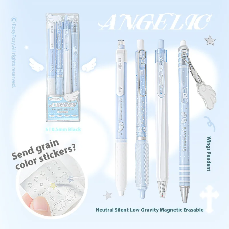 

Planwith 4 шт./компл. ангельская перламутровая гелевая ручка милый ангел с низким центром гравитационные канцелярские принадлежности 0,5 мм черный ST наконечник ручки бесшумная ручка