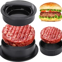 3 in1 burger press hamburger patty maker with 100p burger paper for bbq abs round shape non stick kitchen barbecue tool
