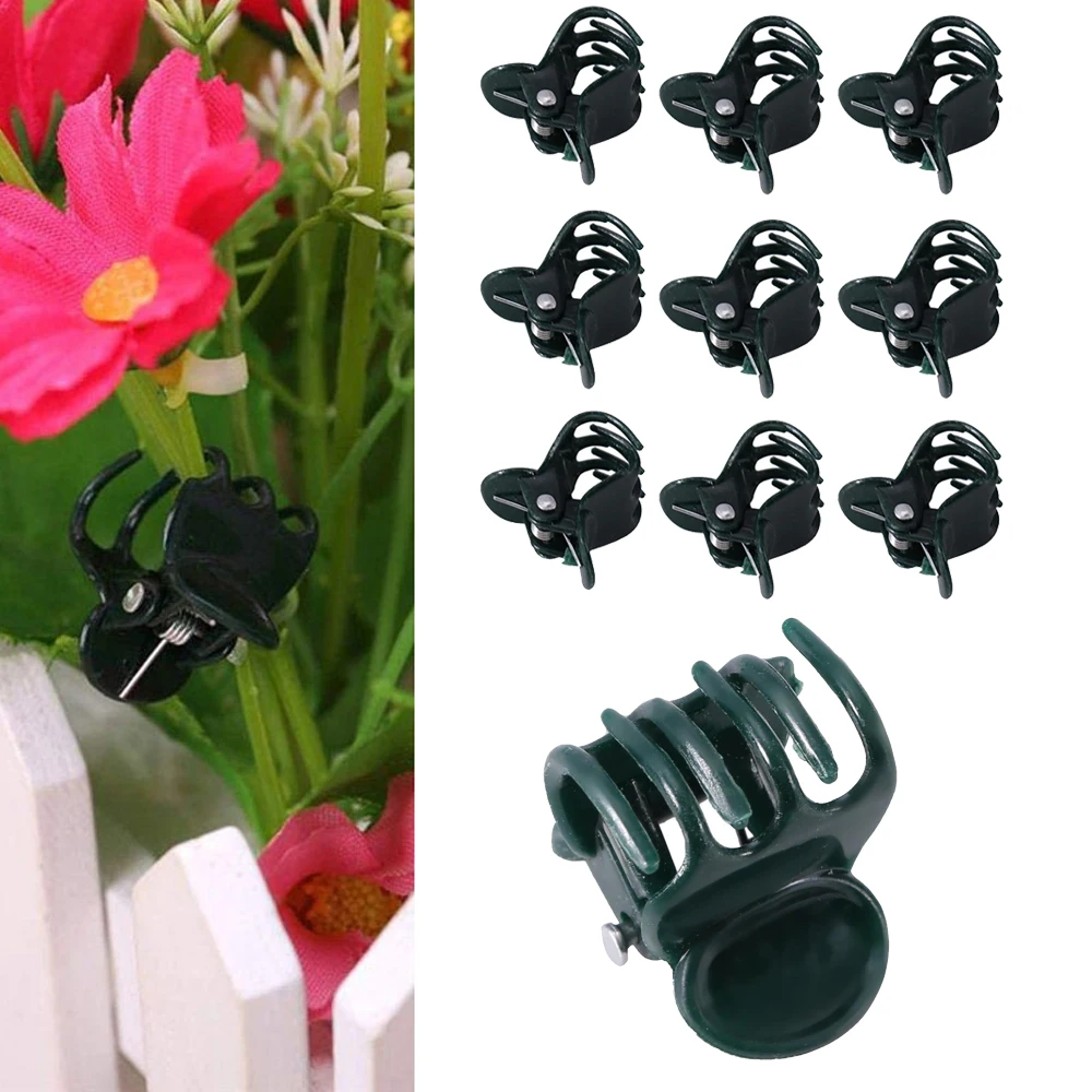 

Garden Plant Clips 100pcs Deep Green Plastic Butterfly Orchid Flower Support Clamp Fruit Vegetable Climbing Vine Stem Clasp