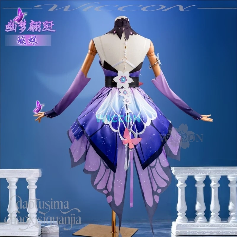 Фото Новый костюм Castorice Gossamer Flutter: Фиолетовое платье, готическая Лолита, парик-бабочка, косплей по аниме-игре Honkai: Star Rail №3
