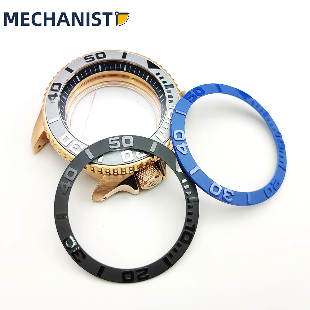 Mechanic - rose gold case NH35 NH36/4R35 calibre sapphire AR blue film trapezoidal crystal embossed ceramic bezel