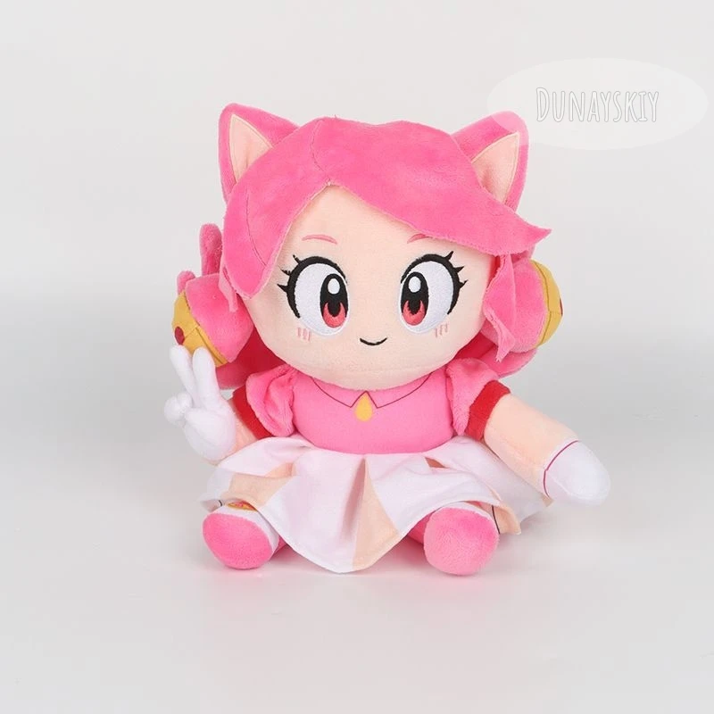 Фото Плюшевая игрушка Deltarune Pink Boss Mad Cat Mew Mew с ушками кошки, сидящая мягкая фигурка, коллекция для фанатов игр, Хэллоуин. №3
