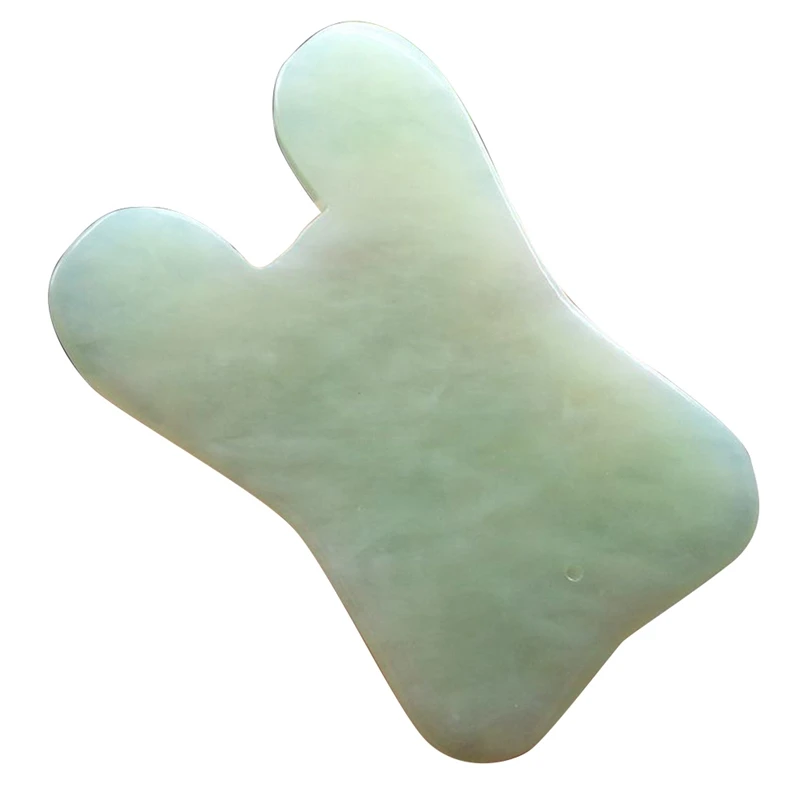 

Массажер гуаша из натурального нефрита, скребок для массажа, прибор для похудения и подтяжки лица, зеленая тарелка для похудения