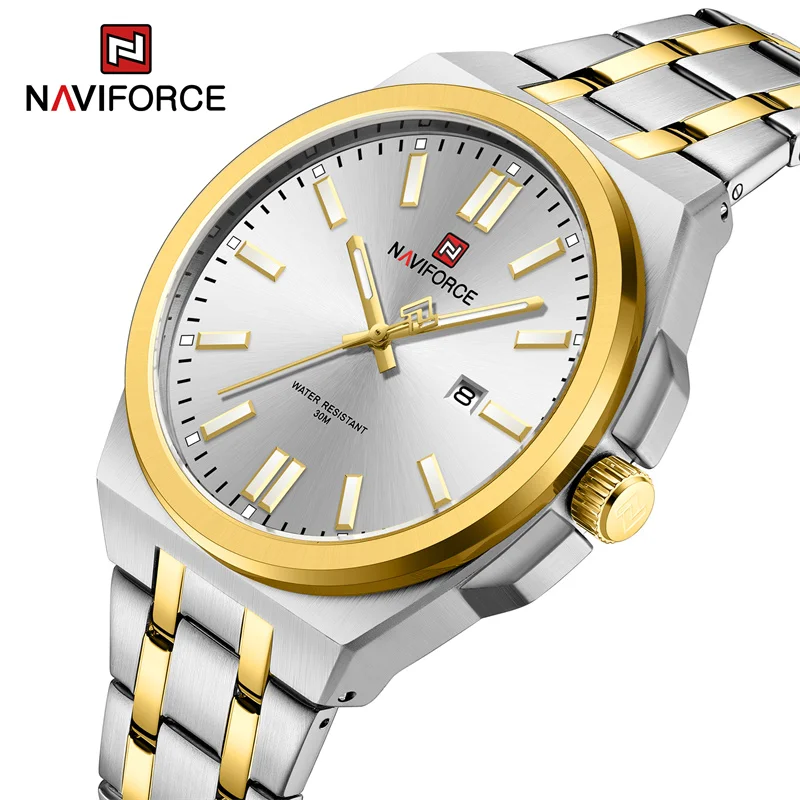 NAVIFORCE новый дизайн модные часы для мужчин роскошный ремешок из нержавеющей стали