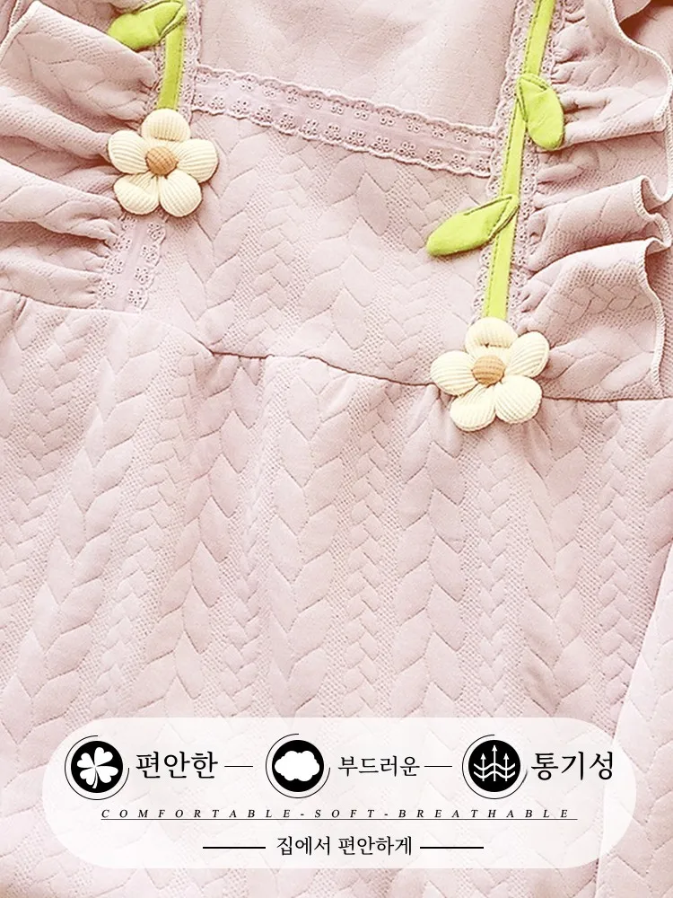 Sandwich Air Cotton Pullover Nightdress Pajamas Autumn and Winter Women 2024 New Thickened Warm Princess Sle Drawstring Top...