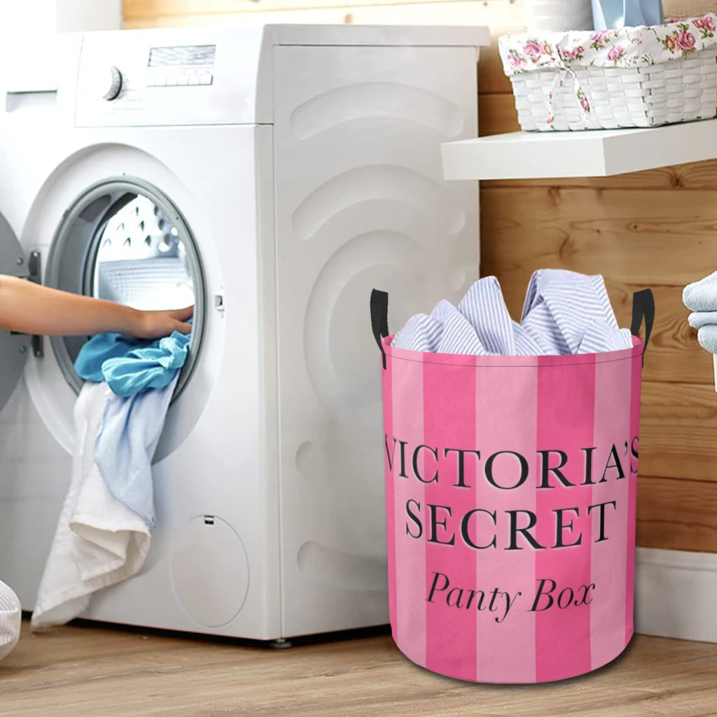 Розовый-настоящий-V-ictoria-S-секрет-стиль корзина для белья тканевая складная