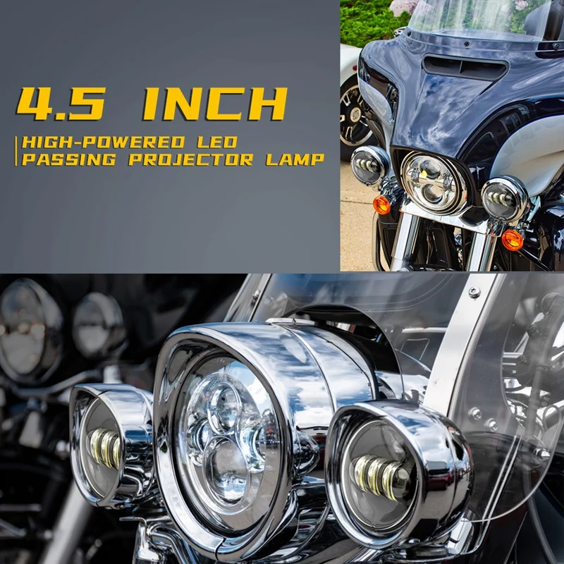 

2PCS 4.5Inch1/2 Inch 30W Motorcycle LED 6000K Fog Passing Auxiliary Light For Classic FLHR Road King