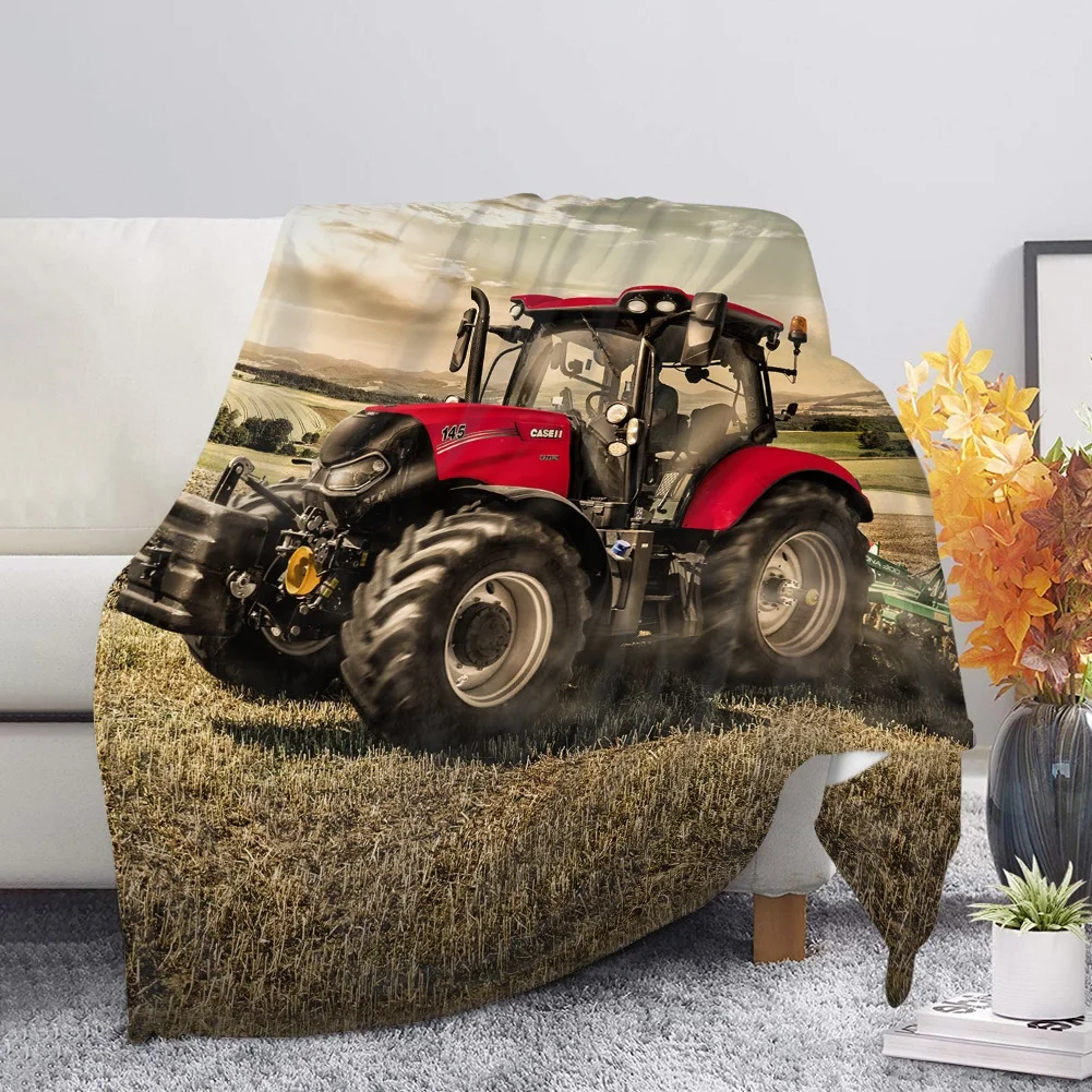 

Car Tractor Pattern Children Flannel Fleece Blanket Cozy Soft Winter Sofa Cover Blanket Warm Plush Quilt Home Bedroom Decorative
