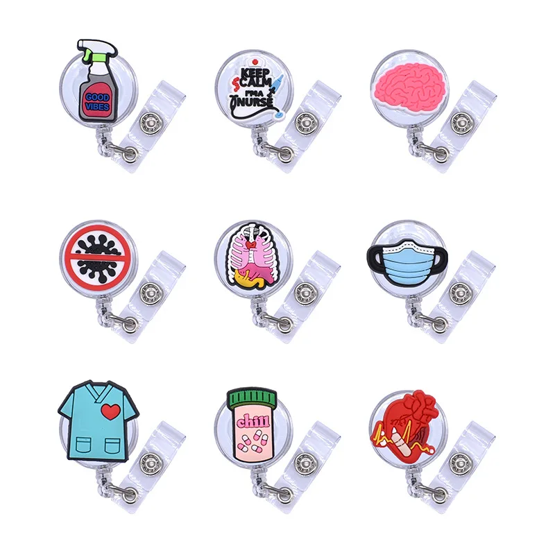 

1PCS Factory Pass Card Clip Cute Workers Work Card Clip Doctor Nurse ID Name Badge Reel Holder Reels Chest Tag Accessories Clip