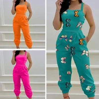 lady jumpsuit solid color sleeveless all match hollow out summer romper daily garment