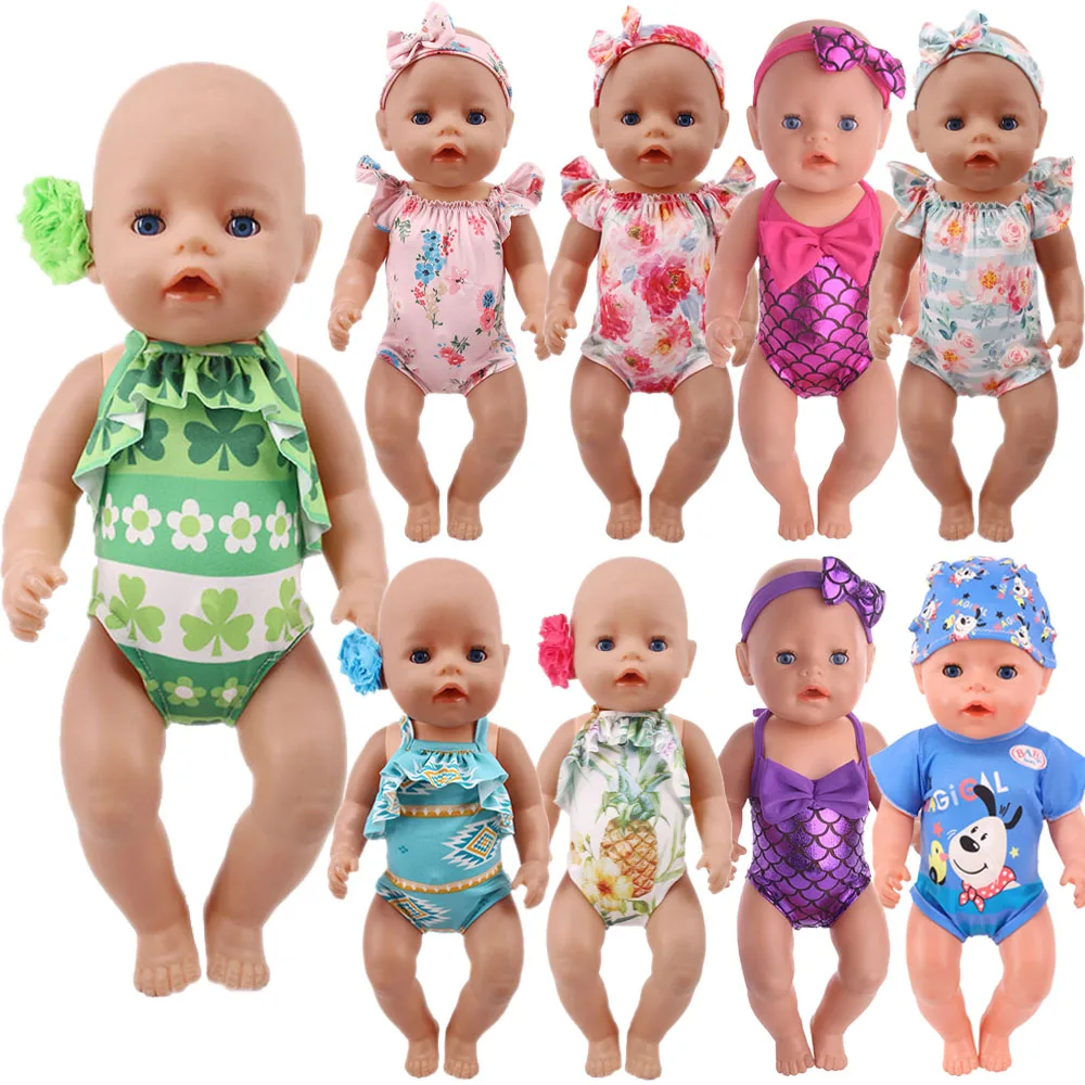 Head Flower Swimsuit Fish Scale Style For 43Cm Baby Items&18